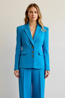 Load image into Gallery viewer, Blue 2 Piece Satin Notched Lapel Single Breasted Women Prom Suits