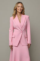 Load image into Gallery viewer, 2 Piece Pink A Line Satin Peak Lapel One Button Women Prom Suits