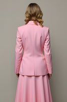 Load image into Gallery viewer, 2 Piece Pink A Line Satin Peak Lapel One Button Women Prom Suits