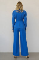 Load image into Gallery viewer, Blue 2 Piece Satin Single Breasted Women Prom Suits with Pockets
