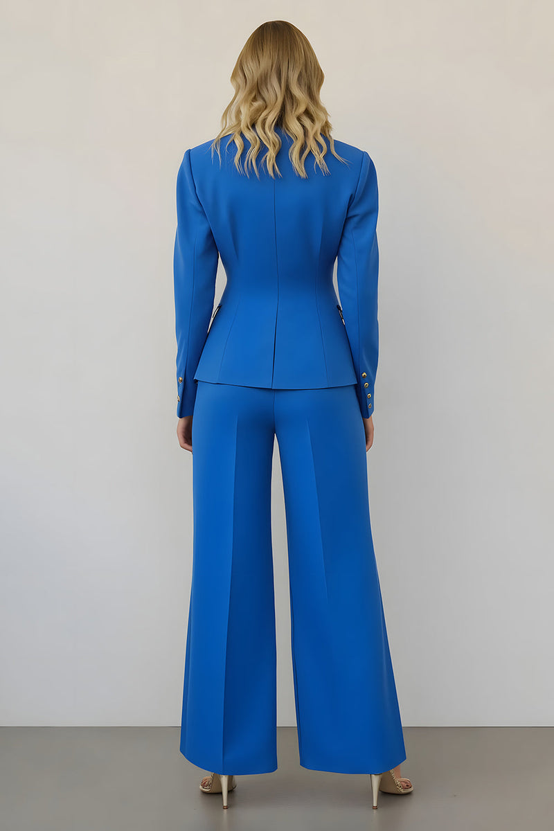 Load image into Gallery viewer, Blue 2 Piece Satin Single Breasted Women Prom Suits with Pockets