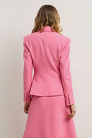 Load image into Gallery viewer, Pink 2 Piece A Line Notched Lapel Midi Women Prom Suits with 3D Flower