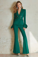 Load image into Gallery viewer, 2 Piece Satin Dark Green Double Breasted Women Prom Suits