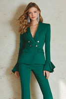 Load image into Gallery viewer, 2 Piece Satin Dark Green Double Breasted Women Prom Suits