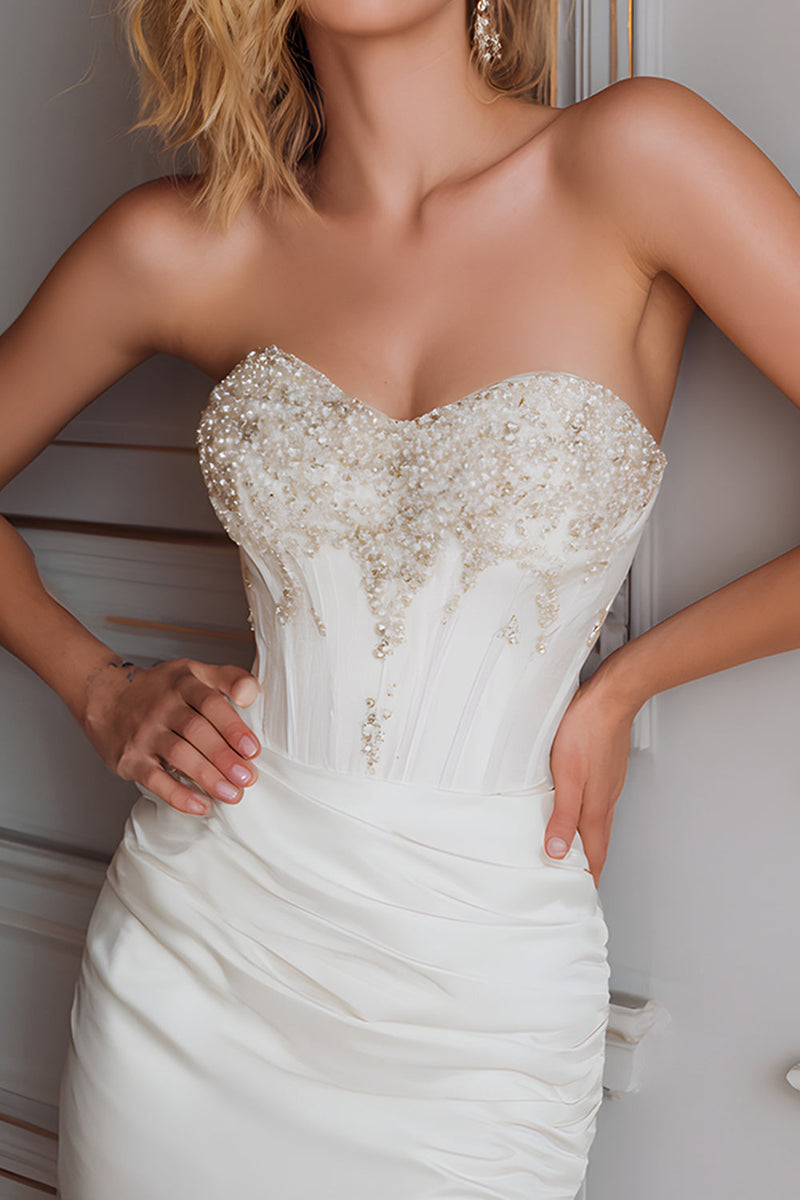 Load image into Gallery viewer, Sparkly White Tight Sweetheart Short Corset Homecoming Dress with Beading