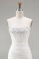 Load image into Gallery viewer, Sparkly White Strapless Tight Short Corset Homecoming Dress with Beading
