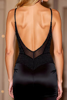 Load image into Gallery viewer, Sparkly Black Tight Backless Short Corset Homecoming Dress with Beading