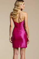 Load image into Gallery viewer, Sparkly Fuchsia Tight Ruched Short Homecoming Dress with Sequins