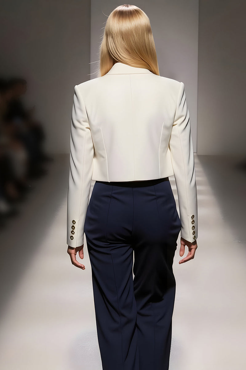 Load image into Gallery viewer, Ivory Navy 3 Piece Satin Single Breasted Notched Lapel Business Suits