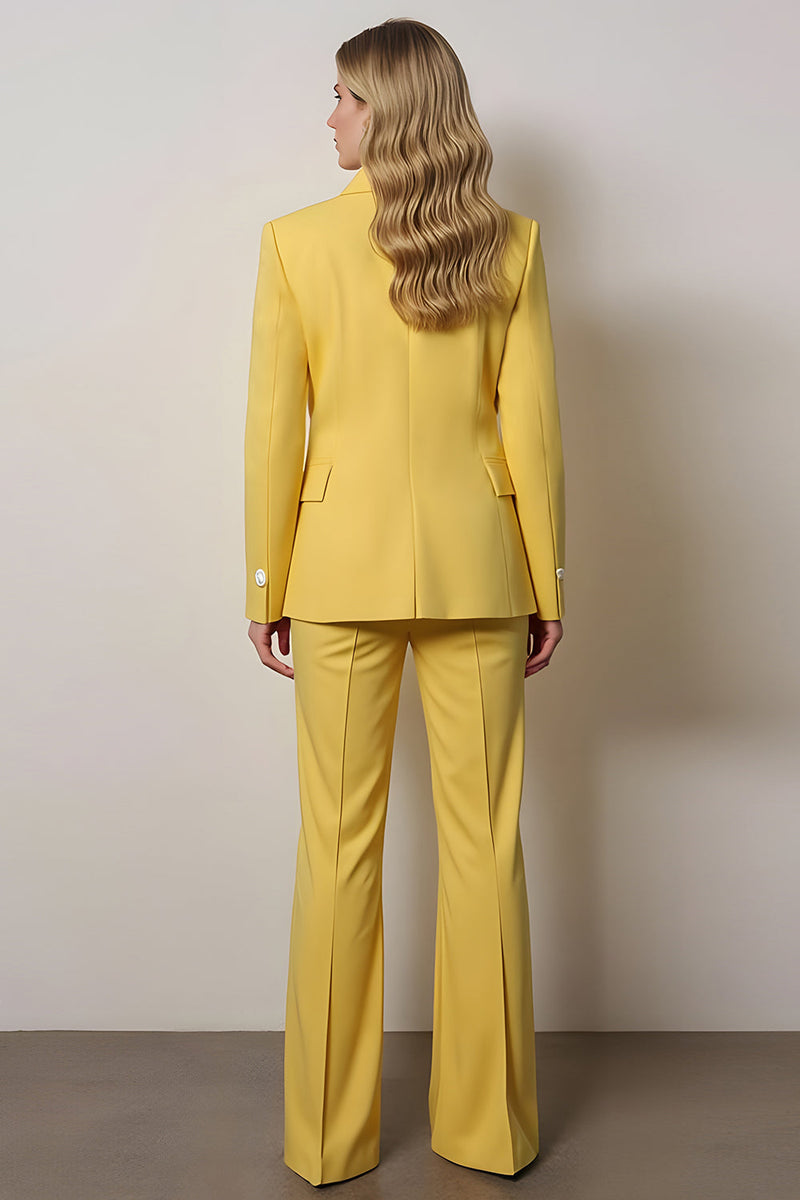 Load image into Gallery viewer, 2 Piece Yellow Satin Notched Lapel One Button Business Suits with Sleeves