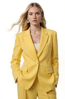 Load image into Gallery viewer, 2 Piece Yellow Satin Notched Lapel One Button Business Suits with Sleeves