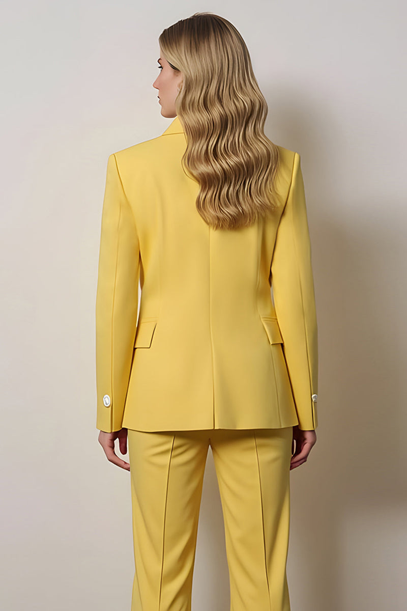 Load image into Gallery viewer, 2 Piece Yellow Satin Notched Lapel One Button Business Suits with Sleeves
