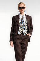 Load image into Gallery viewer, 2 Piece Coffee Satin Notched Lapel Striped Business Suits with Pockets
