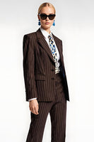 Load image into Gallery viewer, 2 Piece Coffee Satin Notched Lapel Striped Business Suits with Pockets