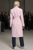 Load image into Gallery viewer, Pink Satin Notched Lapel Buttons Long Sleeves Women Blazer with Belt