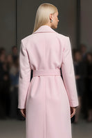 Load image into Gallery viewer, Pink Satin Notched Lapel Buttons Long Sleeves Women Blazer with Belt