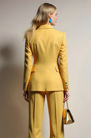 Load image into Gallery viewer, 2 Piece Yellow Satin Notched Lapel One Button Business Suits