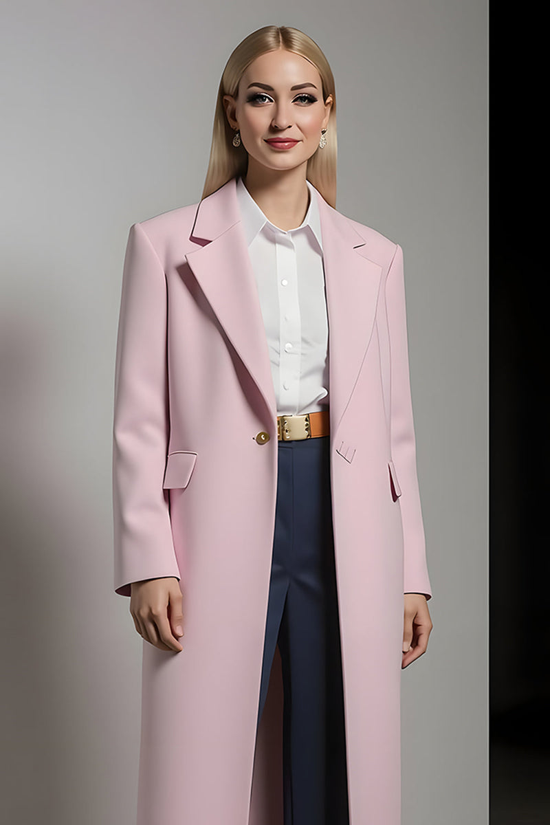 Load image into Gallery viewer, Pink Notched Lapel One Button Notched Lapel Women Blazer
