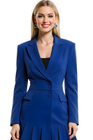 Load image into Gallery viewer, Royal Blue Notched Lapel Single Breasted Short Blazer Dress with Sleeves