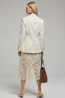 Load image into Gallery viewer, Ivory Satin Notched Lapel Long Sleeves Women Blazer with Buttons