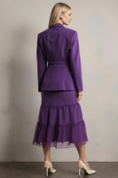 Load image into Gallery viewer, 2 Piece Dark Purple Satin Long Sleeves Notched Lapel Prom Suits with Sash