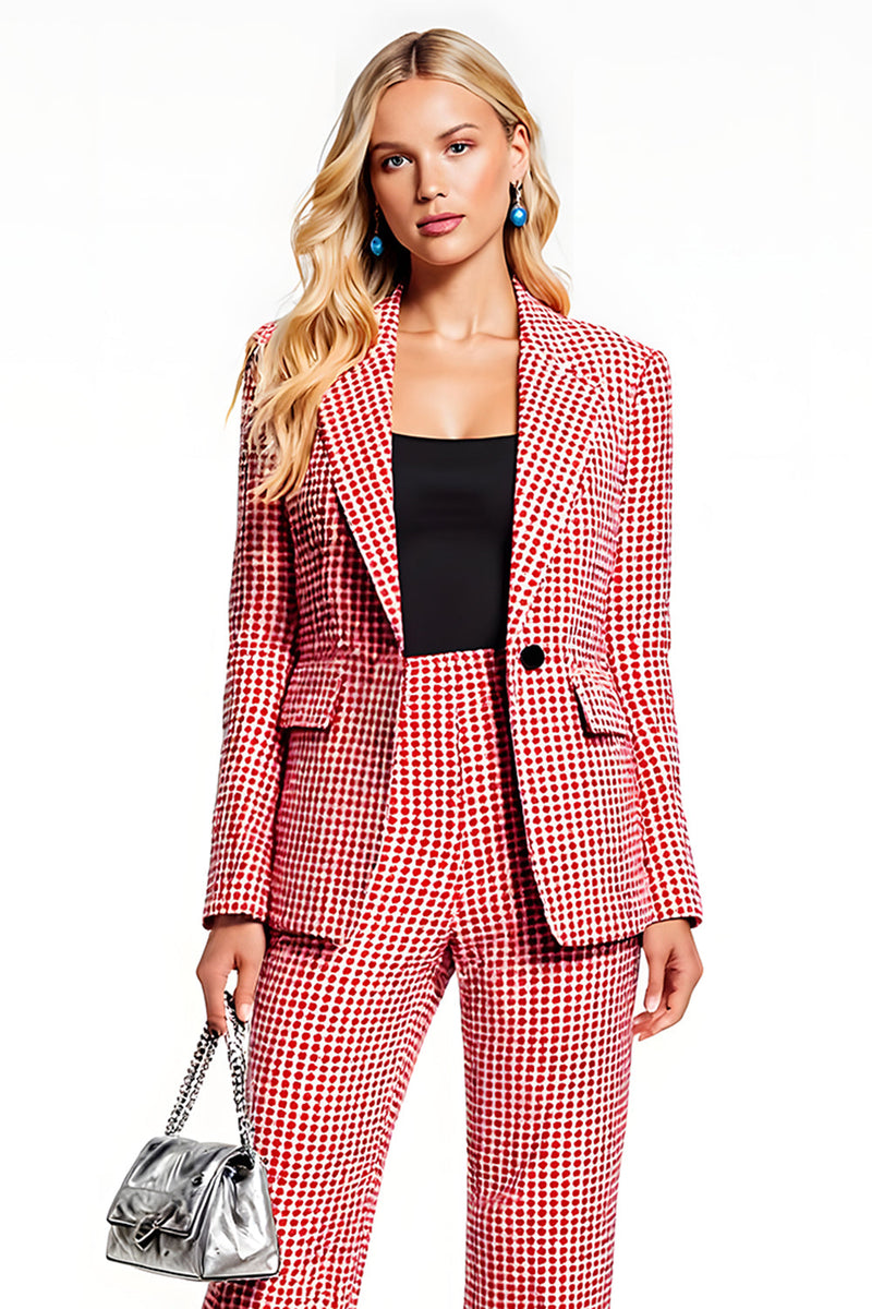 Load image into Gallery viewer, 2 Piece Red Shawl Lapel One Button Long Sleeves Business Suits