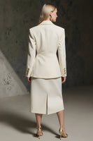 Load image into Gallery viewer, Ivory 2 Piece Double Breasted Pencil Midi Business Suits with Slit