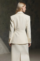 Load image into Gallery viewer, Ivory 2 Piece Double Breasted Pencil Midi Business Suits with Slit