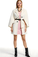 Load image into Gallery viewer, Ivory Double Breasted Notched Lapel Women Blazer with Belt
