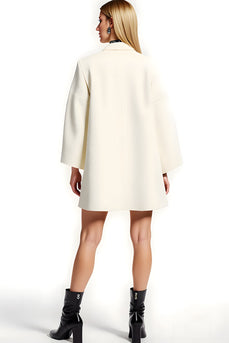 Ivory Double Breasted Notched Lapel Women Blazer with Belt