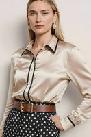 Load image into Gallery viewer, 2 Piece Champagne Black Dots Pencil Collar Neck Midi Workwear with Belt