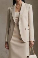 Load image into Gallery viewer, Champagne 2 Piece Notched Lapel Mermaid Midi Business Suits with Ruffles
