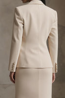 Load image into Gallery viewer, Champagne 2 Piece Notched Lapel Mermaid Midi Business Suits with Ruffles