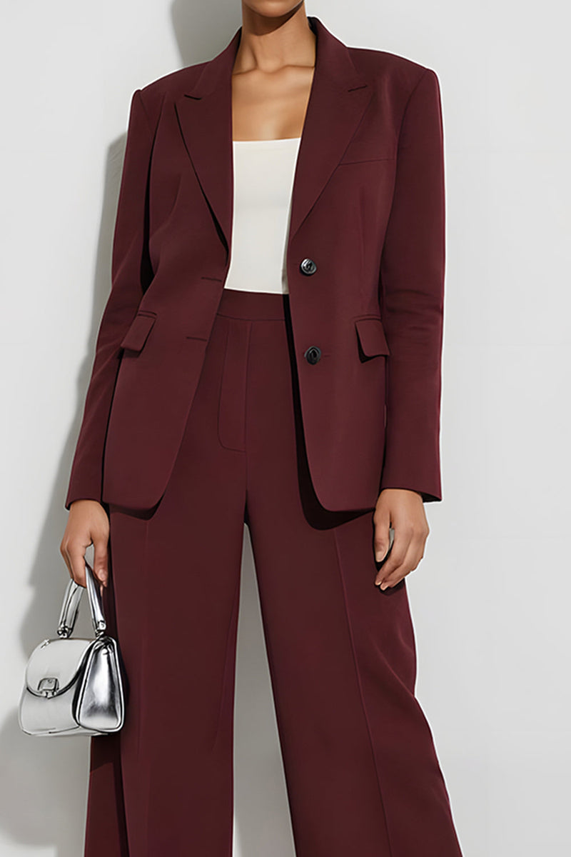 Load image into Gallery viewer, 2 Piece Burgundy Single Breasted Notched Lapel Long Sleeves Business Suits