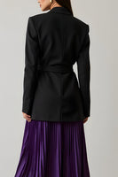 Load image into Gallery viewer, 2 Piece Black and Purple A-Line Pleated Peak Lapel Long Sleeves Business Suits
