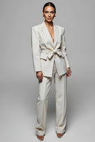 Load image into Gallery viewer, 2 Piece Ivory Notched Lapel Long Sleeves Business Suits with Sash
