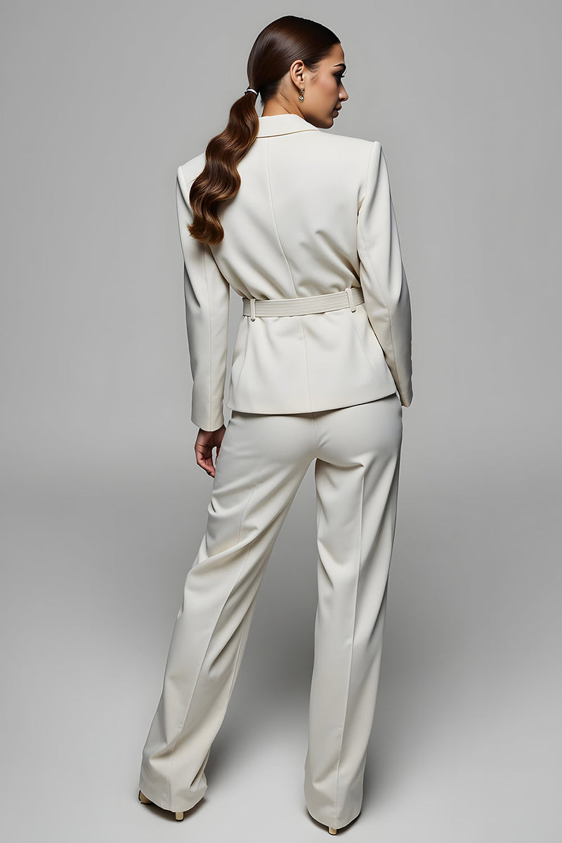 Load image into Gallery viewer, 2 Piece Ivory Notched Lapel Long Sleeves Business Suits with Sash