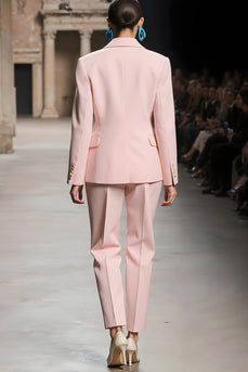 Pink 2 Piece Single Breasted Notched Lapel Long Sleeves Business Suits