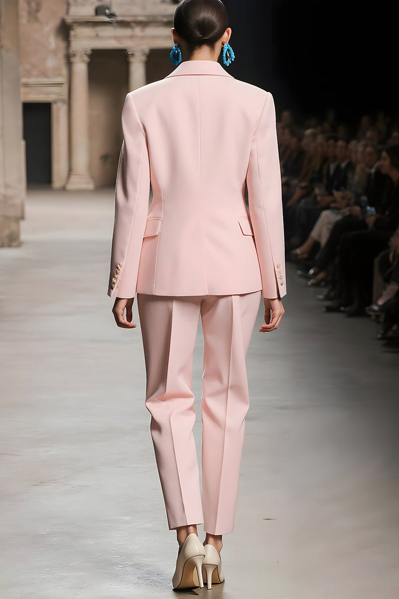 Load image into Gallery viewer, Pink 2 Piece Single Breasted Notched Lapel Long Sleeves Business Suits