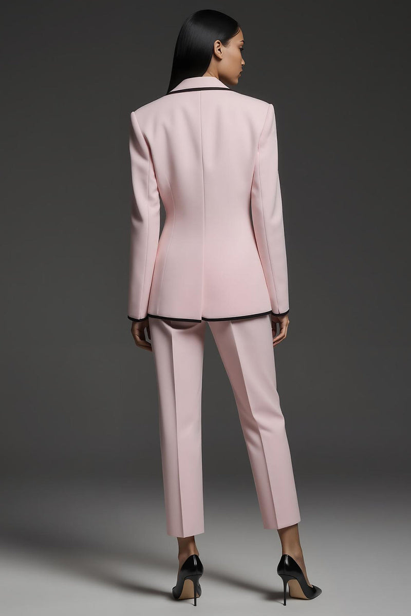 Load image into Gallery viewer, 2 Piece Pink Slim Fit Notched Lapel Long Sleeves Business Suits