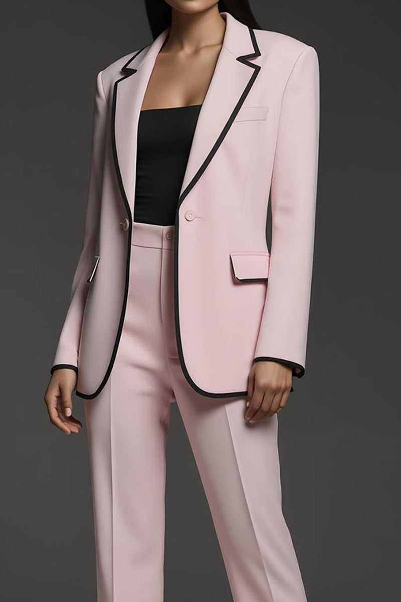 Load image into Gallery viewer, 2 Piece Pink Slim Fit Notched Lapel Long Sleeves Business Suits