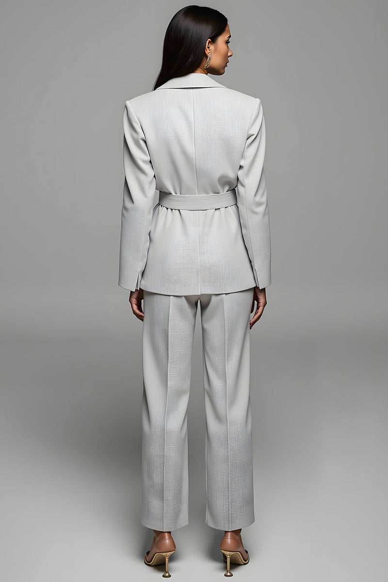 Load image into Gallery viewer, 2 Piece Grey Notched Lapel Long Sleeves Business Suits with Belt