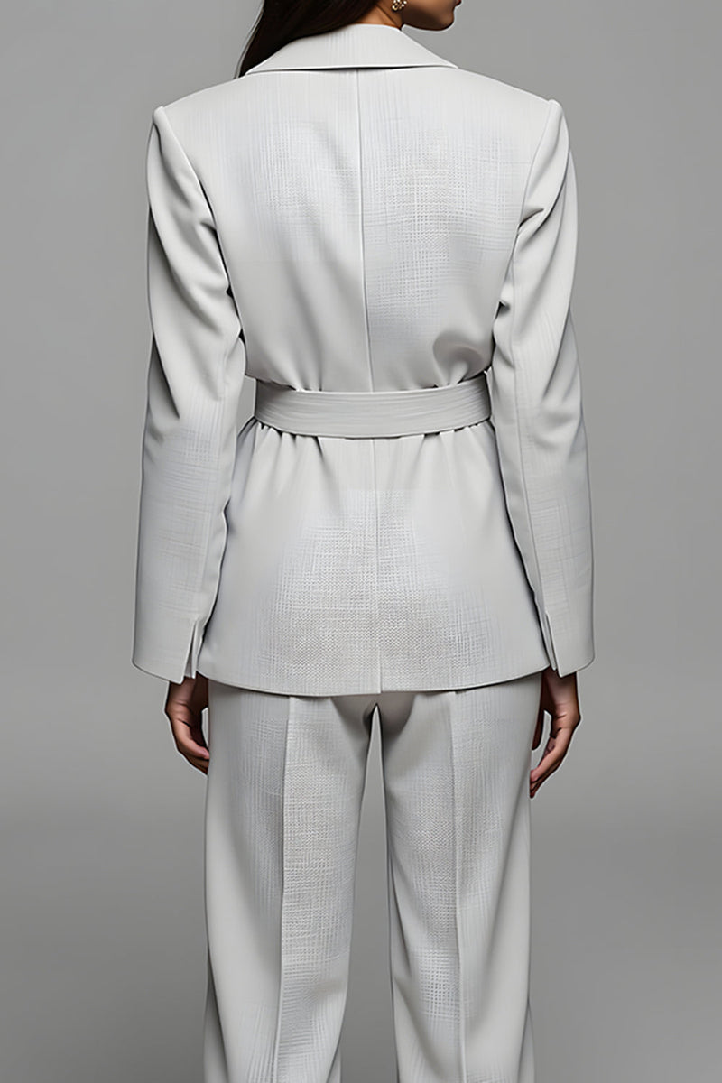 Load image into Gallery viewer, 2 Piece Grey Notched Lapel Long Sleeves Business Suits with Belt