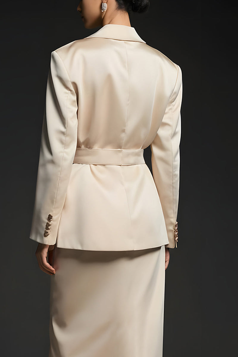 Load image into Gallery viewer, 2 Piece Champagne Notched Lapel Double Breasted Business Suits with Slit