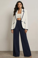 Load image into Gallery viewer, 2 Piece White and Blue Notched Lapel Long Sleeves Business Suits