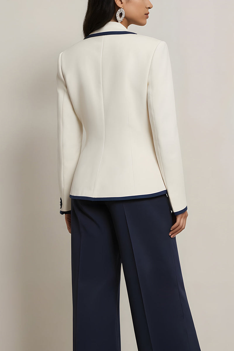 Load image into Gallery viewer, 2 Piece White and Blue Notched Lapel Long Sleeves Business Suits