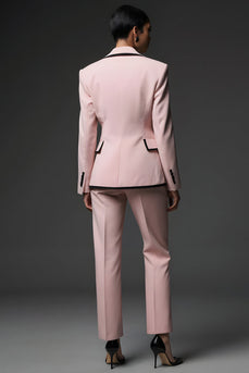 2 Piece Pink Slim Fit Notched Lapel Long Sleeves Prom Suits