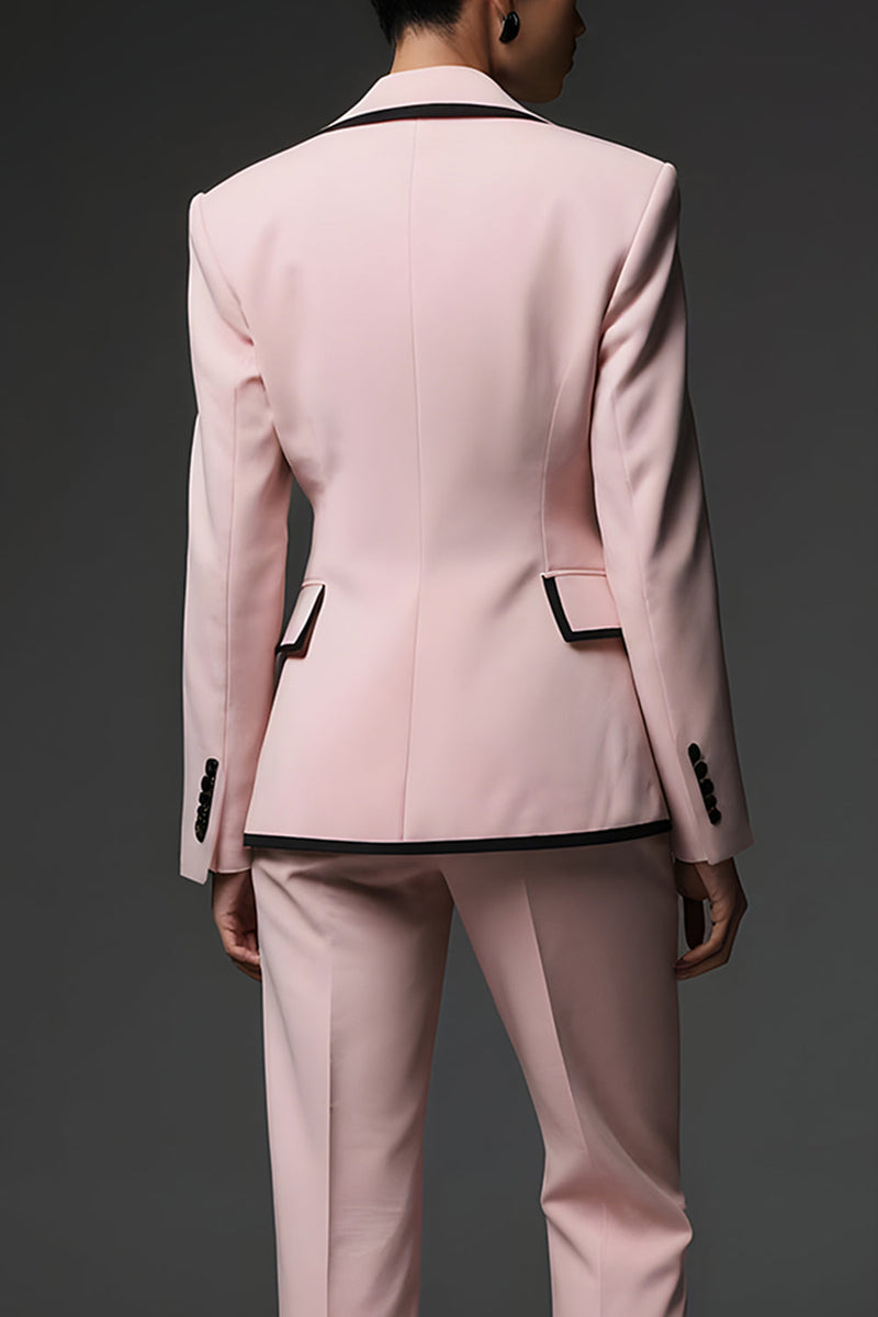 Load image into Gallery viewer, 2 Piece Pink Slim Fit Notched Lapel Long Sleeves Prom Suits