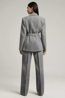Load image into Gallery viewer, Grey 2 Piece Notched Lapel Long Sleeves Business Suits with Bow