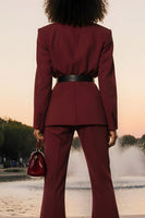 Load image into Gallery viewer, Burgundy 2 Piece Notched Lapel Business Suits with Belt